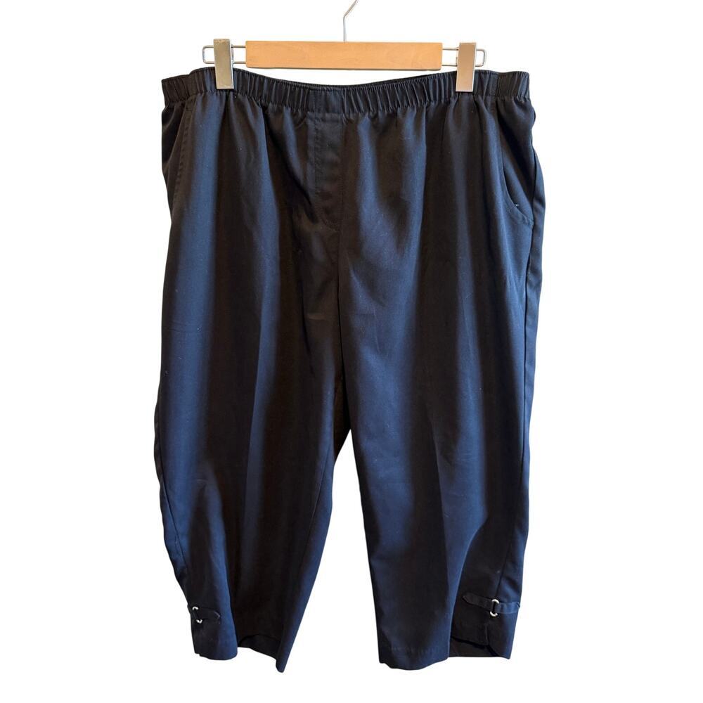 Allison Daley Black Elastic Waste Capri Pants Women's Plus Size 16W
